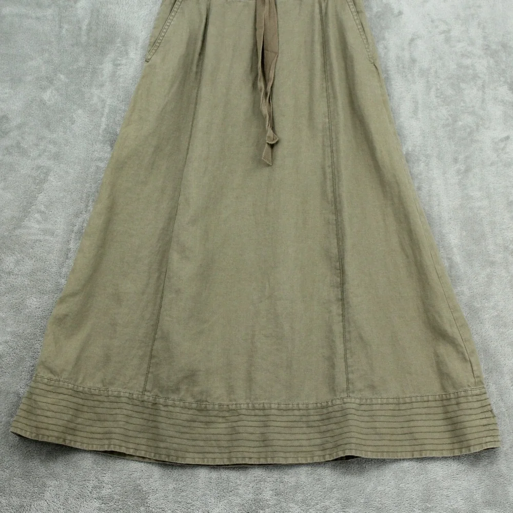 Boden Skirt Women 8 Green Linen Maxi Boho Pockets Modest Gauzy Drawstring Green - Picture 4 of 10